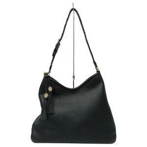 GUCCI Leather Tassel Shoulder Bag Hobo Black
